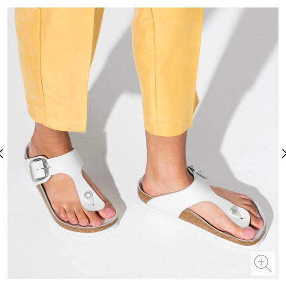 **SOLD**    Birkenstock Big Buckle Gizeh White Leather 39 Regular Women 8 Men 6 - Picture 15 of 16